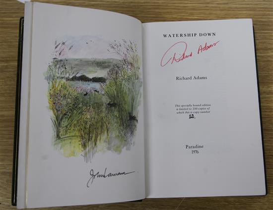 Adams, Richard. Novelist - Watership Down, 1 of 250, illustrated by John Lawrence, green morocco gilt by